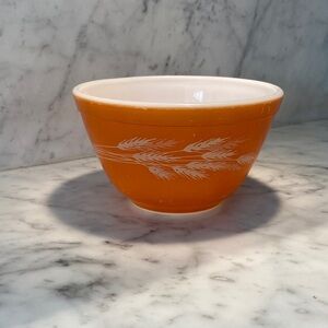 CORNINGWARE Pyrex Vintage Orange Autumn Harvest Mixing Bowl - White Interior